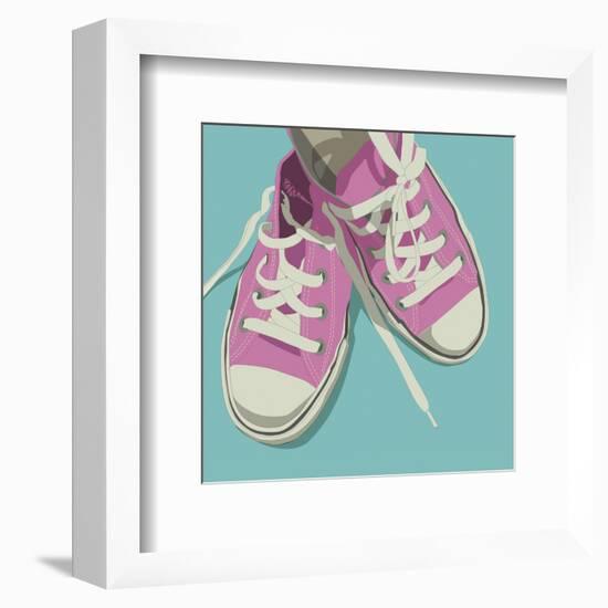 Lowtops (pink on blue)-John Golden-Framed Art Print