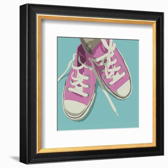 Lowtops (pink on blue)-John Golden-Framed Art Print