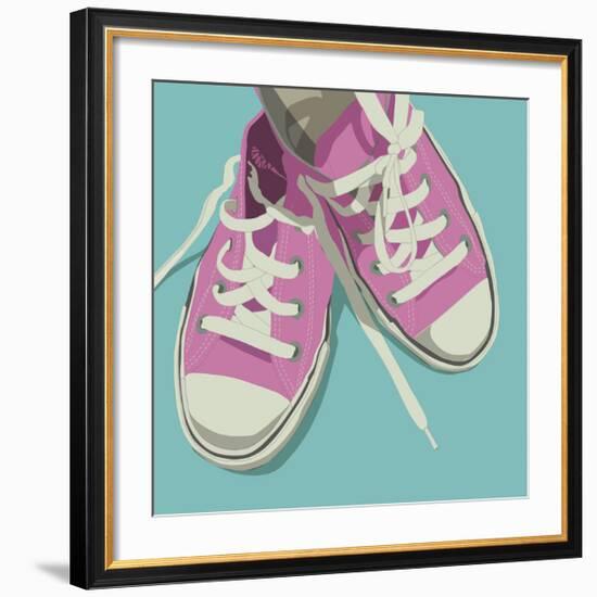 Lowtops (pink on blue)-John W^ Golden-Framed Giclee Print