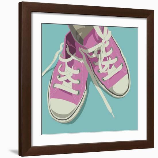 Lowtops (pink on blue)-John W^ Golden-Framed Giclee Print