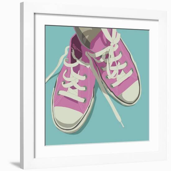 Lowtops (pink on blue)-John W^ Golden-Framed Giclee Print