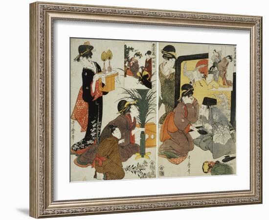 Loyal League Depicting Everyday Life of an Edo Period Household-Kitagawa Utamaro-Framed Giclee Print