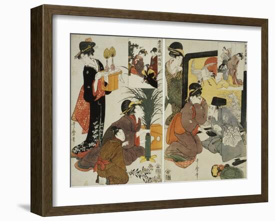 Loyal League Depicting Everyday Life of an Edo Period Household-Kitagawa Utamaro-Framed Giclee Print