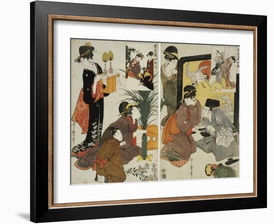 Loyal League Depicting Everyday Life of an Edo Period Household-Kitagawa Utamaro-Framed Giclee Print