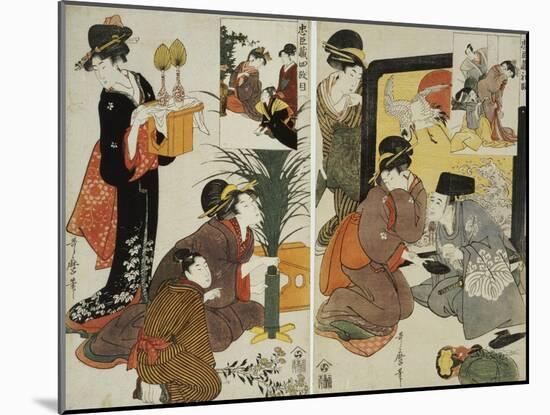 Loyal League Depicting Everyday Life of an Edo Period Household-Kitagawa Utamaro-Mounted Giclee Print