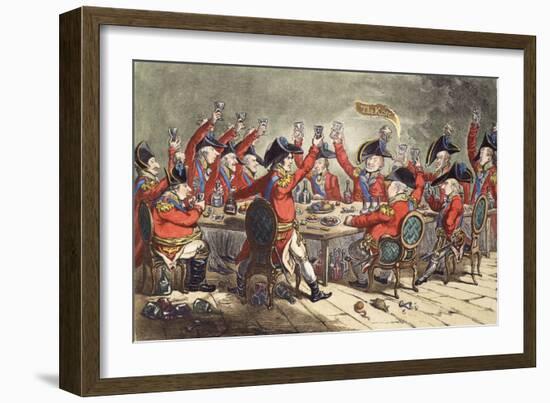 'Loyal Souls - or a Peep into the Messroom at St. James', 1797 (Hand-Coloured Etching)-James Gillray-Framed Giclee Print