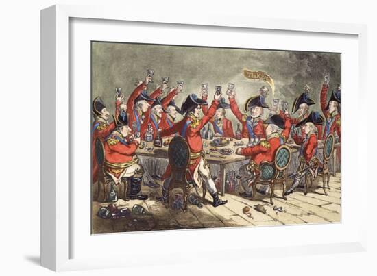 'Loyal Souls - or a Peep into the Messroom at St. James', 1797 (Hand-Coloured Etching)-James Gillray-Framed Giclee Print