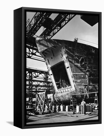 LST under Construction at Shipyard of the American Bridge Co-Andreas Feininger-Framed Premier Image Canvas