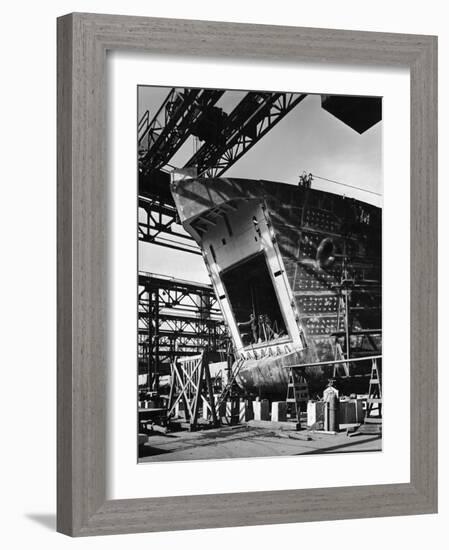 LST under Construction at Shipyard of the American Bridge Co-Andreas Feininger-Framed Photographic Print