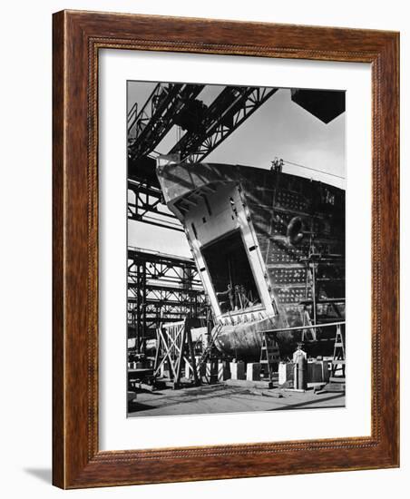 LST under Construction at Shipyard of the American Bridge Co-Andreas Feininger-Framed Photographic Print