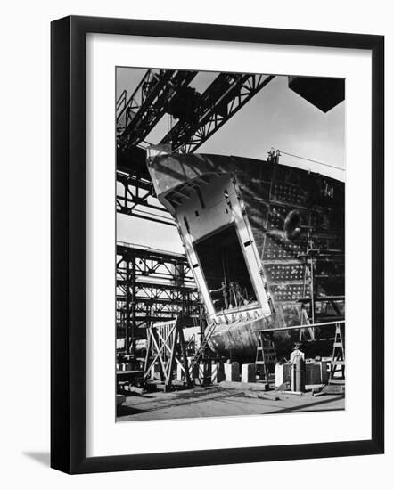 LST under Construction at Shipyard of the American Bridge Co-Andreas Feininger-Framed Photographic Print