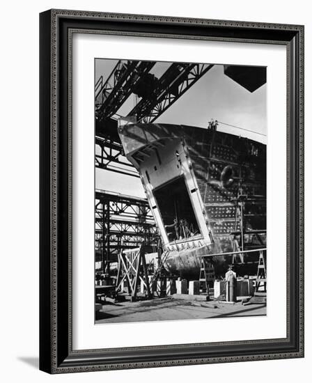 LST under Construction at Shipyard of the American Bridge Co-Andreas Feininger-Framed Photographic Print