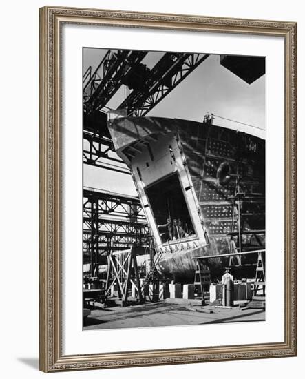 LST under Construction at Shipyard of the American Bridge Co-Andreas Feininger-Framed Photographic Print