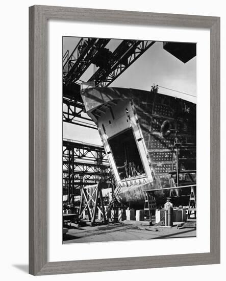 LST under Construction at Shipyard of the American Bridge Co-Andreas Feininger-Framed Photographic Print