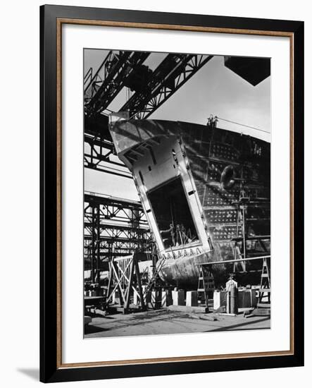 LST under Construction at Shipyard of the American Bridge Co-Andreas Feininger-Framed Photographic Print