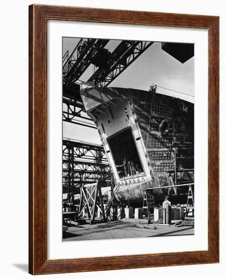 LST under Construction at Shipyard of the American Bridge Co-Andreas Feininger-Framed Photographic Print