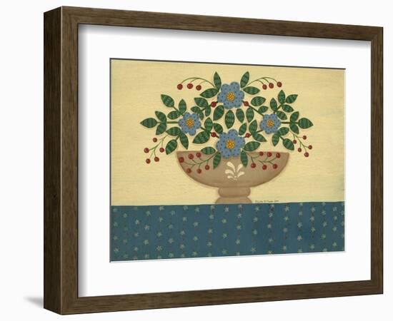 Lt. Blue Flowers with Dark Blue Talecloth-Debbie McMaster-Framed Giclee Print