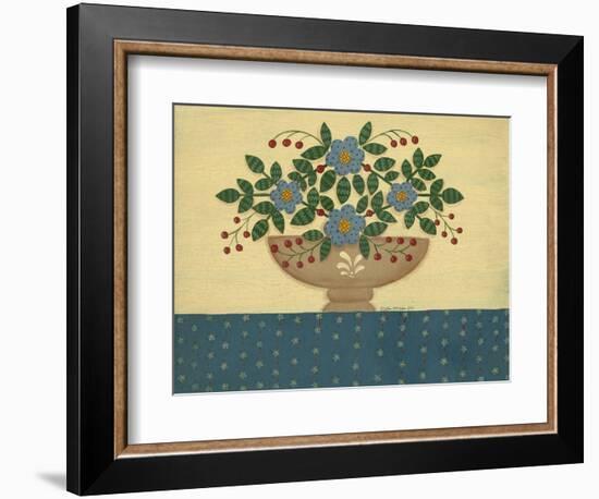 Lt. Blue Flowers with Dark Blue Talecloth-Debbie McMaster-Framed Giclee Print