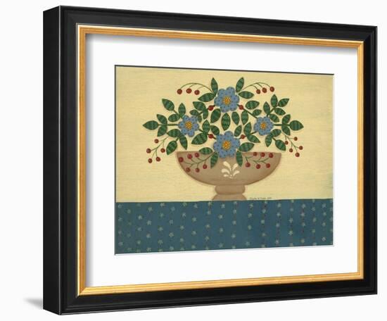 Lt. Blue Flowers with Dark Blue Talecloth-Debbie McMaster-Framed Giclee Print