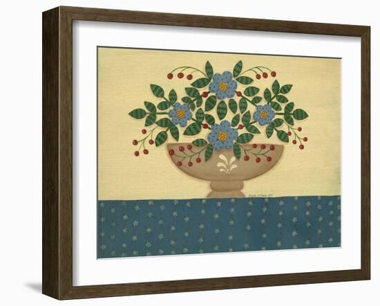 Lt. Blue Flowers with Dark Blue Talecloth-Debbie McMaster-Framed Giclee Print