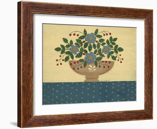 Lt. Blue Flowers with Dark Blue Talecloth-Debbie McMaster-Framed Giclee Print