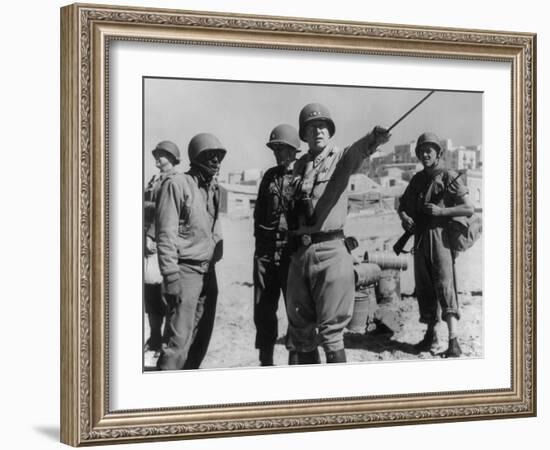 Lt. General George Patton Leading Invasion Troops in Sicily. July 11, 1943 During World War 2-null-Framed Photo