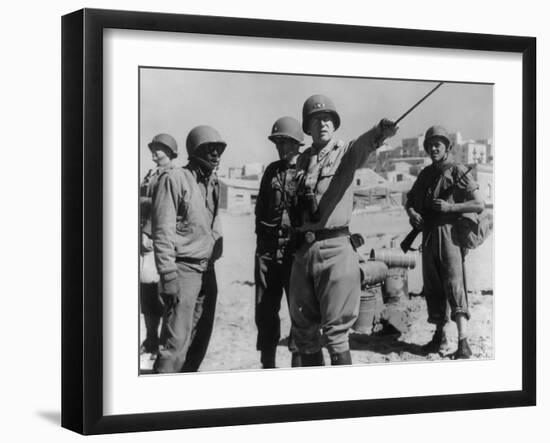 Lt. General George Patton Leading Invasion Troops in Sicily. July 11, 1943 During World War 2-null-Framed Photo