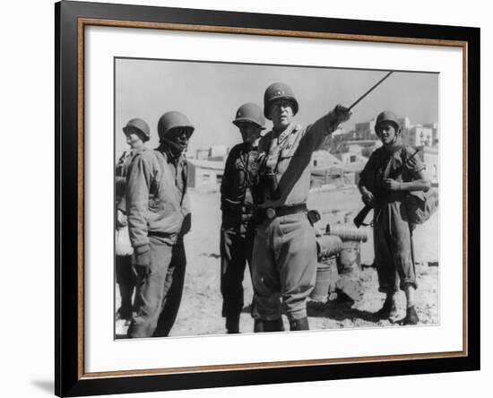 Lt. General George Patton Leading Invasion Troops in Sicily. July 11, 1943 During World War 2-null-Framed Photo