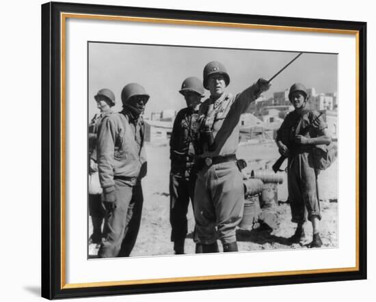 Lt. General George Patton Leading Invasion Troops in Sicily. July 11, 1943 During World War 2-null-Framed Photo