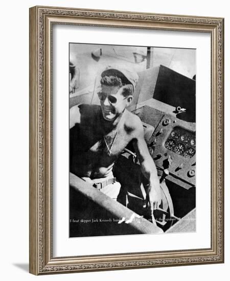 Lt John Kennedy in the Pacific During World War Ii-null-Framed Photo