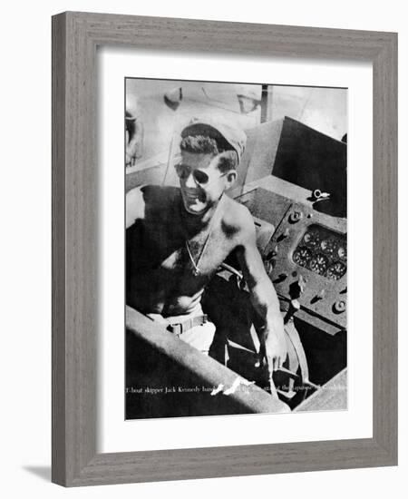 Lt John Kennedy in the Pacific During World War Ii-null-Framed Photo