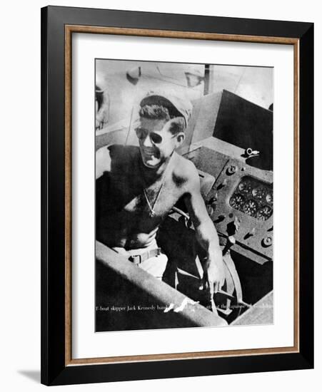 Lt John Kennedy in the Pacific During World War Ii-null-Framed Photo