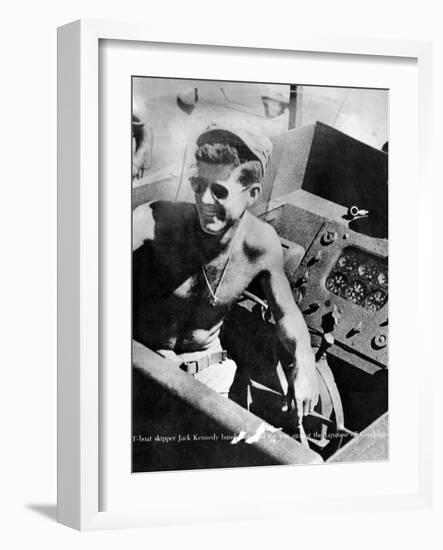 Lt John Kennedy in the Pacific During World War Ii-null-Framed Photo