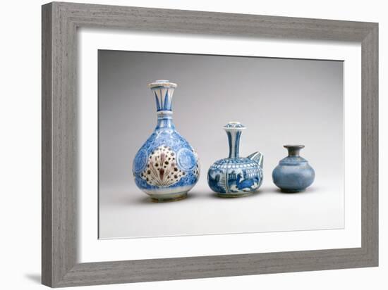 LtoR:Safavid Ghalian Base, Persia, Second Half of 17th Century (Underglaze Painted Earthenware)-null-Framed Giclee Print