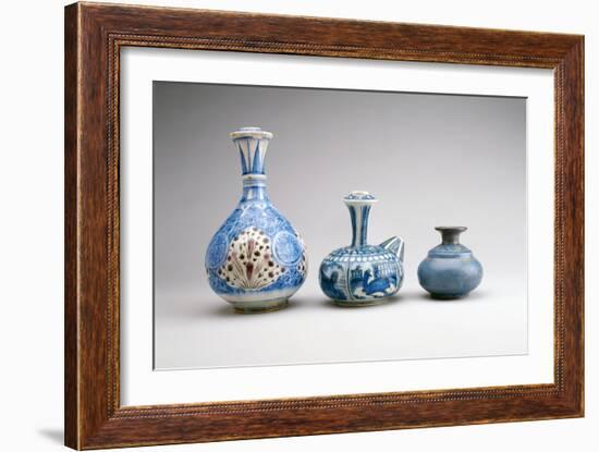 LtoR:Safavid Ghalian Base, Persia, Second Half of 17th Century (Underglaze Painted Earthenware)-null-Framed Giclee Print