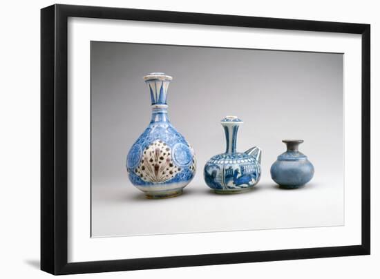 LtoR:Safavid Ghalian Base, Persia, Second Half of 17th Century (Underglaze Painted Earthenware)-null-Framed Giclee Print