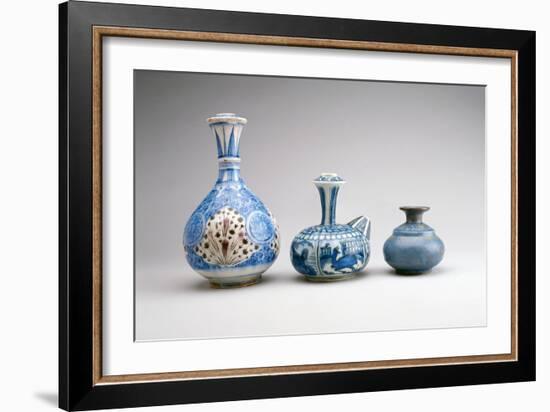 LtoR:Safavid Ghalian Base, Persia, Second Half of 17th Century (Underglaze Painted Earthenware)-null-Framed Giclee Print