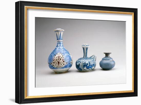 LtoR:Safavid Ghalian Base, Persia, Second Half of 17th Century (Underglaze Painted Earthenware)-null-Framed Giclee Print