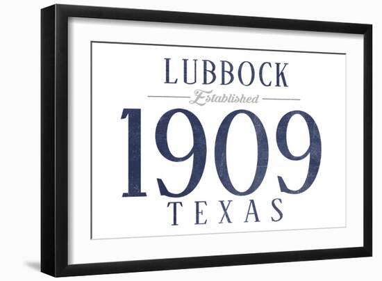 Lubbock, Texas - Established Date (Blue)-Lantern Press-Framed Art Print