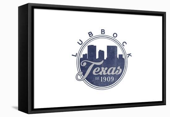 Lubbock, Texas - Skyline Seal (Blue)-Lantern Press-Framed Stretched Canvas