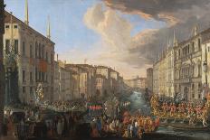 Regatta on the Grand Canal in Honor of Frederick IV, King of Denmark-Luca Carlevarijs-Framed Premier Image Canvas