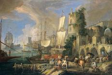 Harbor View with Bridge and Tower, and Ships, 1713-Luca Carlevaris-Art Print