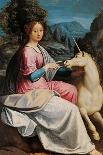 Lady and the Unicorn (probably Giulia Farnese)-Luca Longhi-Mounted Art Print