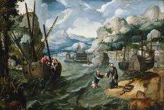Christ with Saint Peter and the Disciples on the Sea of Galilee-Lucas Gassel-Mounted Giclee Print