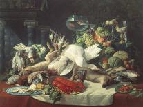A Still Life with Fruit, Fish, Game and a Goldfish Bowl-Lucas Schaefels-Framed Premier Image Canvas