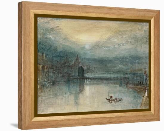 Lucerne by Moonlight: Sample Study, Circa 1842-3, Watercolour on Paper-JMW Turner-Framed Premier Image Canvas