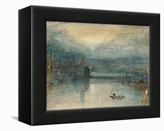 Lucerne by Moonlight: Sample Study, Circa 1842-3, Watercolour on Paper-JMW Turner-Framed Premier Image Canvas