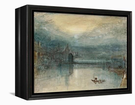 Lucerne by Moonlight: Sample Study, Circa 1842-3, Watercolour on Paper-JMW Turner-Framed Premier Image Canvas