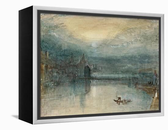 Lucerne by Moonlight: Sample Study, Circa 1842-3, Watercolour on Paper-JMW Turner-Framed Premier Image Canvas