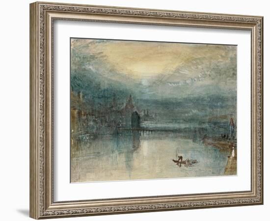 Lucerne by Moonlight: Sample Study, Circa 1842-3, Watercolour on Paper-JMW Turner-Framed Giclee Print